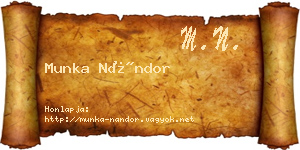 Munka Nándor névjegykártya